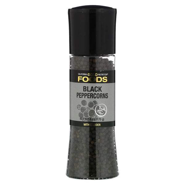 California Gold Nutrition, FOODS - Moedor de pimenta preta, 6 onças (170 g)