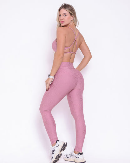 Conjunto Calça Legging Feline Rosê, Tamanho Único