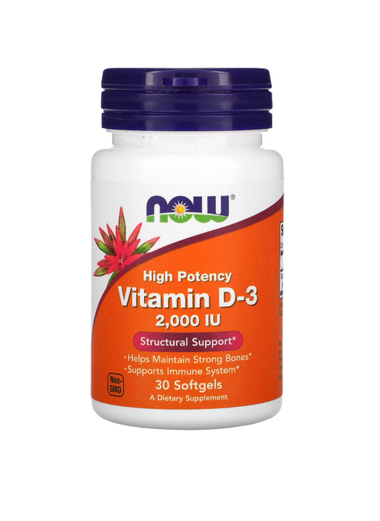 Now Vitamina D-3, 2.000 UI, 30 Capsulas Softgel