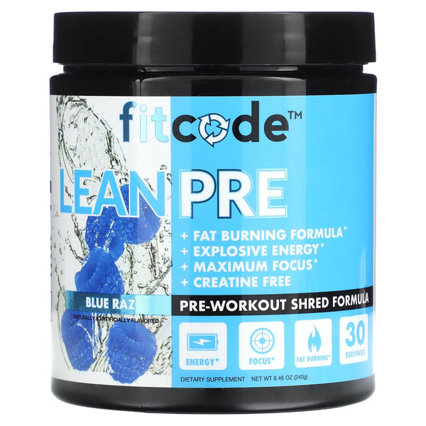 LeanPre, Pre-Workout Shred Formula, Blue Raspberry, 8.46 oz (240 g), FITCODE