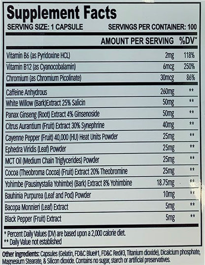 Cloma Pharma, Methyldrene Elite 25 Super Intense, 100 cápsulas