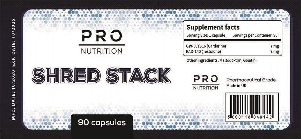 Pro Nutrition SHRED STACKGW-501516 (Cardarine) 7 mg RAD-140 (Testolona) 7 mg 90 cápsulas