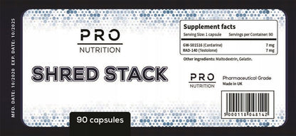 Pro Nutrition SHRED STACKGW-501516 (Cardarine) 7 mg RAD-140 (Testolona) 7 mg 90 cápsulas
