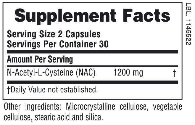 NAC 1200 mg Pro – N-Acetil L-Cisteína | 60 Cápsulas | Antioxidante Avançado