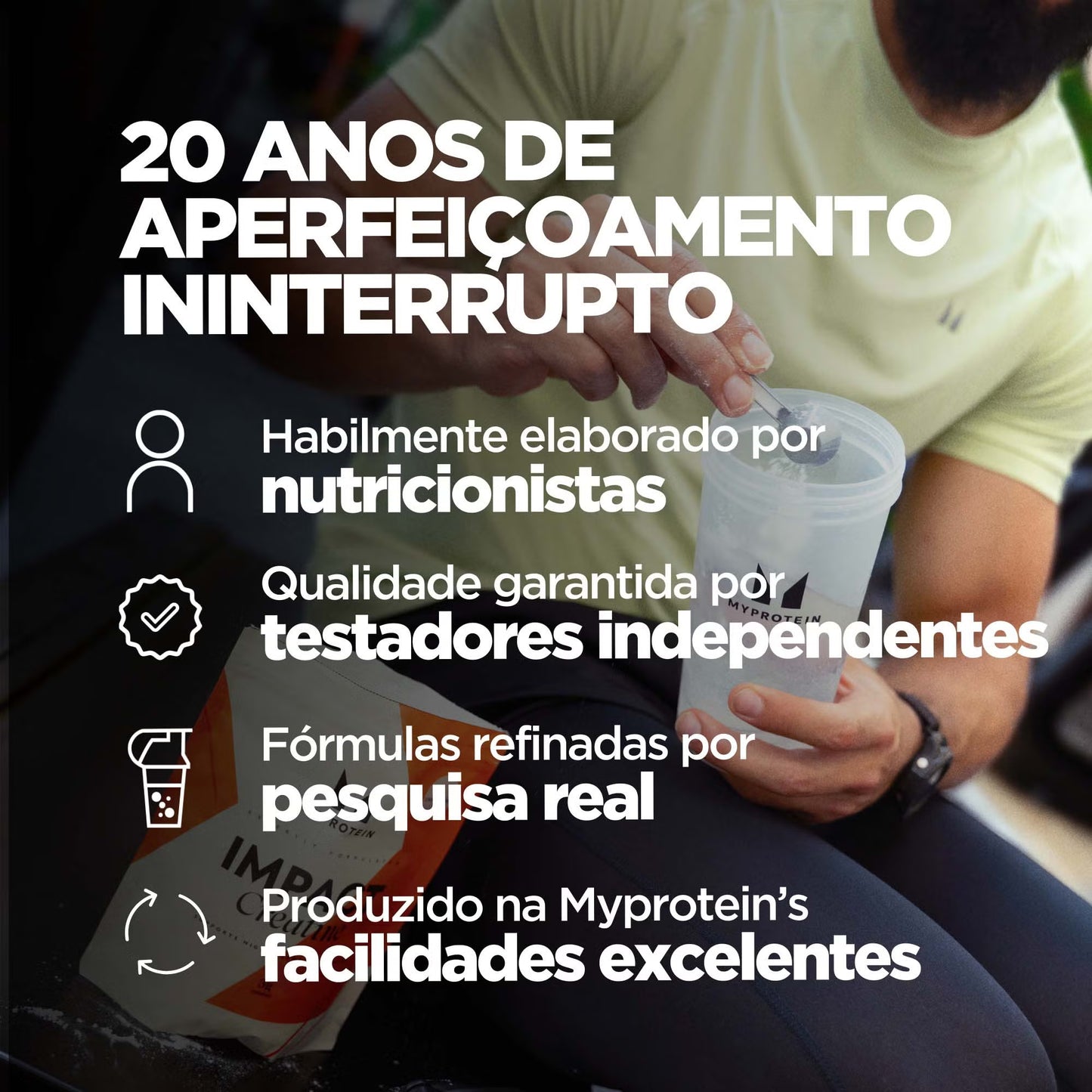 Impact Creatina Monohidratada – 500g | ~147 Doses | Sem Sabor