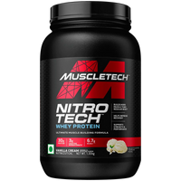 MuscleTech, Nitro Tech Whey Protein Vanilla Cream 2.21 lbs (1 kg)Whey Protein Powder Isolado e Peptídeos Proteína + Creatina para ganho muscular Construtor muscular para homens e mulheres