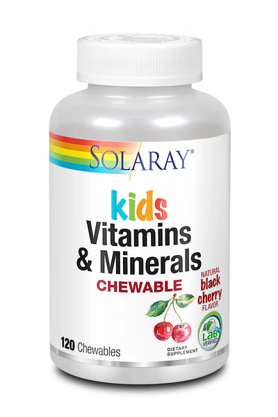 Solaray Kids Vitaminas e Minerais 120 comprimidos mastigáveis de cereja preta