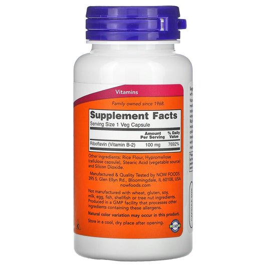 Now Foods, B-2, 100 mg, 100 Veg Capsules