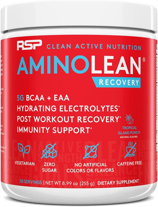 RSP Nutrition, AminoLean 5 g BCAA + EAA  Recovery,Tropical Island Punch, Caffeine Free (255 g)