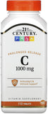Suplemento vitamínico de liberação prolongada C-1000mg do século 21, 110 comprimidos