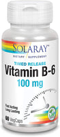 Solaray B 6 Liberação cronometrada em dois estágios, 100 mg, contagem de 60