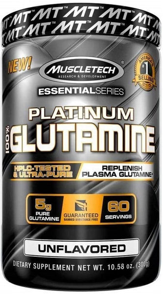 Muscletech, Essential Series, Platinum 100% Glutamine, Unflavored, 5 g (300 g)