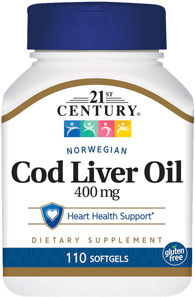 21st Century óleo de fígado de bacalhau norueguês 400 mg 110 Softgels
