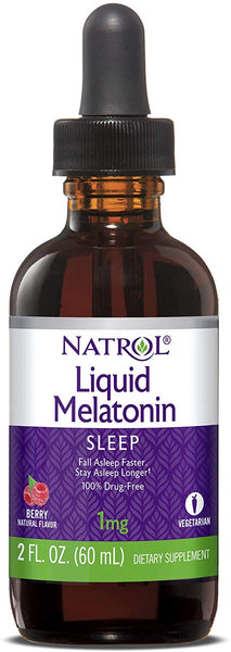 Natrol Liquid Melatonin, Sleep, Berry Natural Flavor, 1 mg (60 ml)