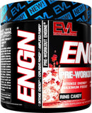 Pré-treino intenso EVL com creatina - Bebida em pó pré-treino para foco e recuperação de energia duradouros - Pré-treino energizante ENGN com beta alanina, cafeína e L teanina (Ring Candy)