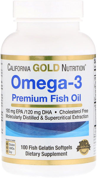Gold Nutrition Omega-3, Premium Fish Oil, 100 Fish Gelatin Softgels