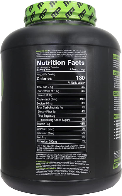 MusclePharm Combat 100% Whey, Whey Protein Powder, Chocolate Milk, 5 libras, 67 porções