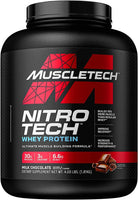 MuscleTech Nitro-Tech Whey Protein Isolado e Peptídeos | Chocolate ao leite, 4 libras 40 porções