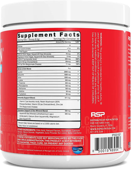 RSP Nutrition, AminoLean 5 g BCAA + EAA  Recovery,Tropical Island Punch, Caffeine Free (255 g)