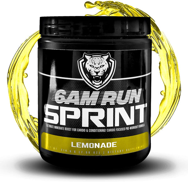 6AM RUN Sprint pré-treino para aumento instantâneo de energia para cardio e foco - sem nervosismo, fórmula de condicionamento de alta energia - totalmente natural (limonada)