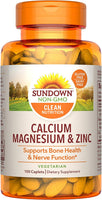 Sundown Naturals, Cálcio, Magnésio e Zinco, 100 Cápsulas (Feito nos EUA)