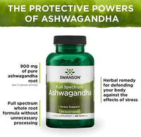 Swanson Premium Ashwagandha Powder Supplement: 450 MG Ashwagandha Root Dried Powder - Pure Ashwagandha  - 100 Capsules