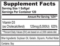 Evlution Nutrition Vitamin D3, 5000 UI de alta potência, suporte ósseo e articular, saúde do coração e do sistema imunológico (120 porções)