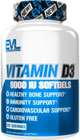 Evlution Nutrition Vitamin D3, 5000 UI de alta potência, suporte ósseo e articular, saúde do coração e do sistema imunológico (120 porções)