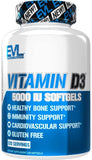 Evlution Nutrition Vitamin D3, 5000 UI de alta potência, suporte ósseo e articular, saúde do coração e do sistema imunológico (120 porções)