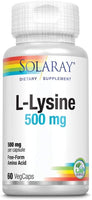 Solaray L-Lysine 500mg | Amino Acid | Healthy Cognitive, Immune System & GI Function, Bones, Joints & Skin Support | 60 VegCaps
