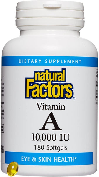 Natural Factors Vitamin A — 10000 IU – 180 Softgels