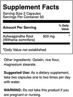 Swanson Premium Ashwagandha Powder Supplement: 450 MG Ashwagandha Root Dried Powder - Pure Ashwagandha  - 100 Capsules