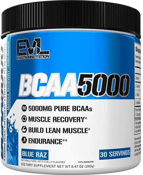 Evlution Nutrition BCAA5000 Powder  (30 Servings, Blue Raz)