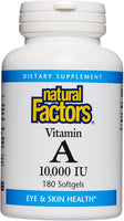 Natural Factors Vitamin A — 10000 IU – 180 Softgels