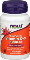 Now Foods, Vitamin D3 5000 IU, High Potency, 120 Softgels