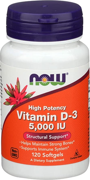 Now Foods, Vitamin D3 5000 IU, High Potency, 120 Softgels