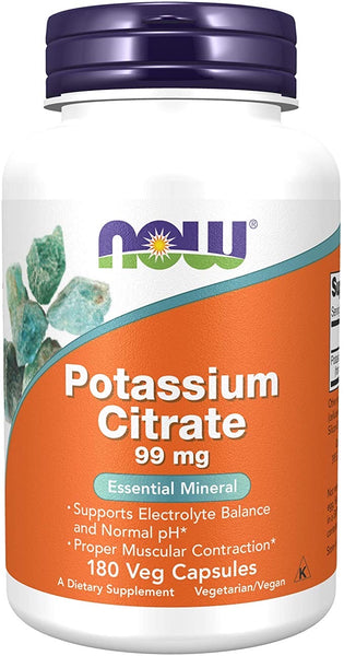NOW Supplements, Potassium Citrate 99 mg, 180 Veg Capsules